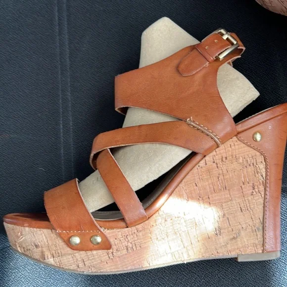 Guess Brown Cork Wedge Sandals size 8 - Picture 6 of 12